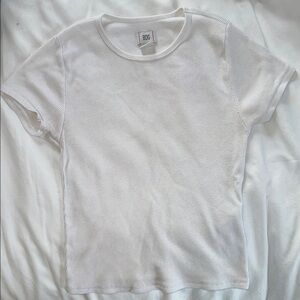 BDG Urban Outfitters White Ribbed Short Sleeve T-Shirt